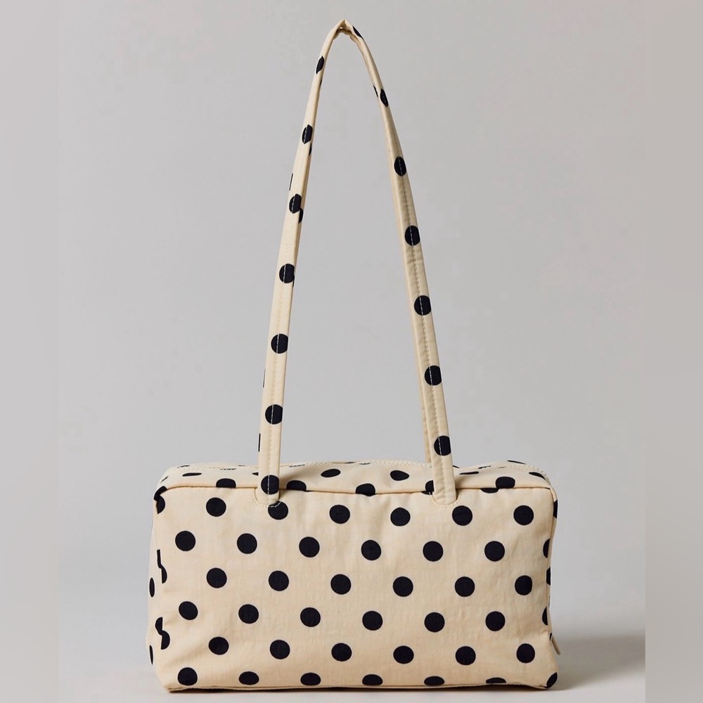 BAGGU Cream and Black Polka Dot Nylon Bowler Bag NEW NWT LAST ONE - Picture 1 of 5